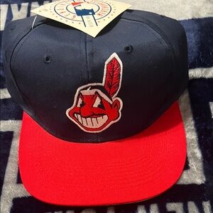 LOGO 7 Navy and Red Hat Cleveland Indians hat Vintage NWT